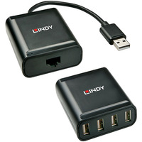 Lindy 4-port USB 2.0 Cat.6 Extender, USB-forlænger Sort