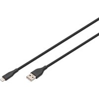 Digitus USB 2.0 silikonekabel USB-A > Lightning, MFI-certificeret Sort