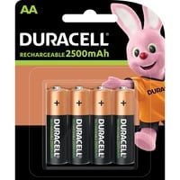 Duracell 4xAA Genopladeligt batteri AA Genopladeligt batteri, AA, 4 stk, 2500 mAh, Flerfarvet
