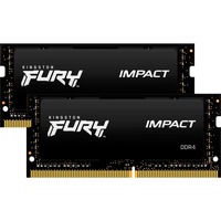 Kingston FURY FURY 16GB 3200MT/s DDR4 CL20 SODIMM (Kit of 2) Impact, Hukommelse Sort, 16 GB, 2 x 8 GB, DDR4, 260-pin SO-DIMM