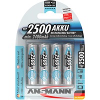 Ansmann 2500mAh AA maxE plus Nikkel-Metalhydrid (NiMH), Batteri Sølv, AA, Nikkel-Metalhydrid (NiMH), 1,2 V, 2500 mAh, 14,5 x 14,5 x 50,5 mm