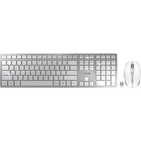 CHERRY DW 9100 SLIM tastatur Mus inkluderet Universel RF trådløs + Bluetooth QWERTY US engelsk Sølv, Desktop sæt Hvid/Sølv, EU-layout (antal), SX teknologi, Trådløs, RF trådløs + Bluetooth, QWERTY, Sølv, Mus inkluderet