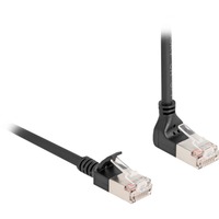 DeLOCK Patchkabel RJ-45 Cat.6a S/FTP, Slim 90° vinklet Sort