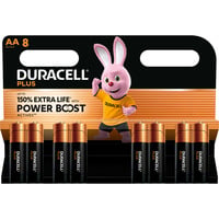 Duracell Plus Engangsbatteri AA Alkaline Engangsbatteri, AA, Alkaline, 1,5 V, 8 stk, Sort, Guld
