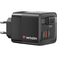 Verbatim GaN Charger 65W Universel Sort Vekselstrøm Hurtig opladning Indendørs, Oplader Sort, Indendørs, Vekselstrøm, 20 V, 0,8 m, Sort