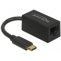 DeLOCK 66043 interface hub USB 3.2 Gen 1 (3.1 Gen 1) Type-C 1000 Mbit/s Sort, Adapter Sort, USB 3.2 Gen 1 (3.1 Gen 1) Type-C, RJ-45, 1000 Mbit/s, Sort, Aktivitet, Link, 0,9 m