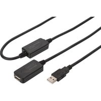 Digitus Aktivt USB 2.0 forlængerledning, 20 meter Sort