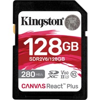 Kingston Canvas React Plus 128 GB SDXC, Hukommelseskort Sort