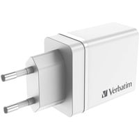 Verbatim 49701 oplader til mobil enhed Universel Hvid Vekselstrøm Hurtig opladning Indendørs Hvid, Indendørs, Vekselstrøm, Hvid