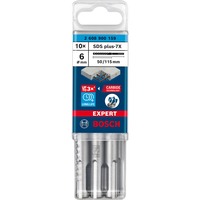 Bosch Expert SDS plus-7X Hammer drill bit 10 stk, Boremaskine Borehammer, Hammer drill bit, 6 mm, 115 mm, Beton, Sten, 5 cm