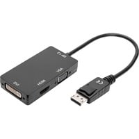 Digitus 3i1 adapter/konverter DisplayPort > DisplayPort + HDMI + DVI + VGA Sort