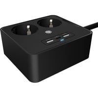 ICY BOX IB-MPS2220B-CH, Strømskinne Sort
