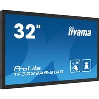 iiyama TF3239AS-B1AG computerskærm 80 cm (31.5") 1920 x 1080 pixel Fuld HD LED Berøringsskærm Sort, Offentlig visning Sort (mat), 80 cm (31.5"), 1920 x 1080 pixel, Fuld HD, LED, 8 ms, Sort