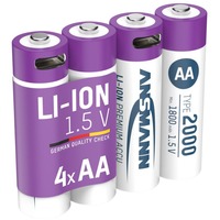 Ansmann Li-Ion batteri Mignon AA type 2.000 (min. 1.800 mAh), 4-pak Hvid/Violet