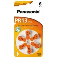 Panasonic V13 6-BL (PR48/PR13H) Engangsbatteri Zink-luft Engangsbatteri, Zink-luft, 1,4 V, 6 stk, 310 mAh, Sølv