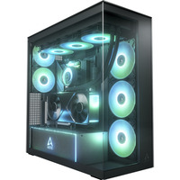 ARCTIC Xtender VG (Mirror Black) Midi Tower Sort, Towerkabinet Sort, Midi Tower, PC, Sort, EATX, Metal, Hærdet glas, Spil