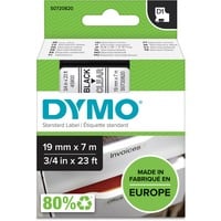 Dymo Ægte D1-etiketter | Sort tekst på gennemsigtig tape | 19 mm x 7 m | Selvklæbende etiketter til LabelManager-mærkemaskiner | Fremstillet i Europa Sort på transparant, Polyester, Belgien, -18 - 90 °C, DYMO, LabelManager, LabelWriter 450 DUO