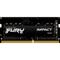 Kingston FURY FURY 8GB 3200MT/s DDR4 CL20 SODIMM Impact, Hukommelse Sort, 8 GB, 1 x 8 GB, DDR4, 260-pin SO-DIMM, Sort