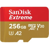 SanDisk Extreme 256 GB MicroSDXC UHS-I Klasse 3, Hukommelseskort 256 GB, MicroSDXC, Klasse 3, UHS-I, 160 MB/s, 90 MB/s