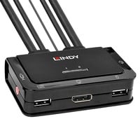 Lindy 42344 KVM Switch Stativ-montering Sort, KVM-switchen Sort, 4096 x 2160 pixel, 4K Ultra HD, Stativ-montering, Sort