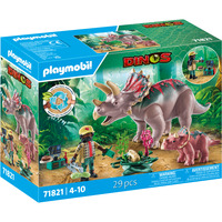 PLAYMOBIL Dinos Triceratops med unger, Bygge legetøj 