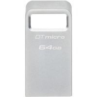 Kingston DataTraveler 64 GB Micro 200MB/s Metal USB 3.2 Gen 1, USB-stik Sølv, 64 GB, USB Type-A, 3.2 Gen 1 (3.1 Gen 1), 200 MB/s, Uden hætte, Sølv