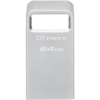 Kingston DataTraveler Micro USB-nøgle 64 GB USB Type-A 3.2 Gen 1 (3.1 Gen 1) Sølv, USB-stik Sølv, 64 GB, USB Type-A, 3.2 Gen 1 (3.1 Gen 1), 200 MB/s, Uden hætte, Sølv