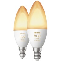 Philips Hue Kerte - E14 pærer - 2-pak, LED-lampe Philips Hue White ambiance Kerte - E14 pærer - 2-pak, Smart pære, Hvid, Bluetooth/Zigbee, Integreret LED, E14, Cool dagslys, Varm hvid