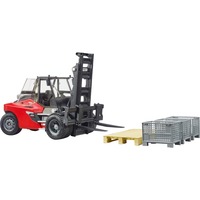 bruder Linde HT160 gaffeltruck med palle, Model køretøj Rød/Sort