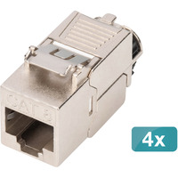 Digitus Keystone-modul Cat. 8.1, afskærmet, 4 stk., Keystone modul Sølv