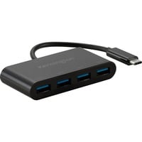 Kensington CH1200 USB-C 10 Gbps hub med 4 porte, USB hub Sort, USB 3.2 Gen 2 (3.1 Gen 2) Type-C, USB 3.2 Gen 2 (3.1 Gen 2) Type-A, 10000 Mbit/s, Sort, Acrylonitrilbutadienstyren, Rundt kabel