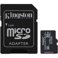 Kingston 32GB microSDHC Industrial C10 A1 pSLC kort + SD-adapter, Hukommelseskort Sort, 32 GB, MicroSDHC, Klasse 10, UHS-I, 100 MB/s, 80 MB/s