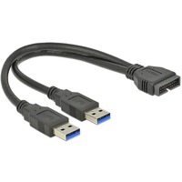 DeLOCK 0.25m USB3.0/2xUSB3.0 USB-kabel 0,25 m USB 3.2 Gen 1 (3.1 Gen 1) 2 x USB A Sort, Adapter Sort, 0,25 m, 2 x USB A, USB 3.2 Gen 1 (3.1 Gen 1), Hanstik/Hanstik, 5000 Mbit/s, Sort
