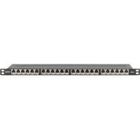 Digitus CAT 6A, klasse E høj tæthed patchpanel, 24 porte, Patch Panel Sort