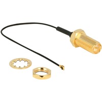 DeLOCK 12465 koaxial kabel 0,1 m RP-SMA MHF IV/ HSC MXHP32 Sort, Adapter grå/Guld, 0,1 m, RP-SMA, MHF IV/ HSC MXHP32, Sort