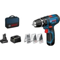 Bosch GSB 12V-15 Professional 1300 rpm, Slagborer skruemaskine Blå/Sort, Pistolgreb boremaskine, 1 cm, 1300 rpm, 1,9 cm, 1 cm, 1 mm
