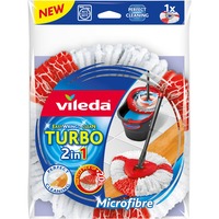 Vileda Turbo 2in1 Mopping Head, Gulvvasker Hvid/Rød, Moppehoved, Rød, Hvid, Mikrofiber, Polyamid, 1 stk, 160 g, 300 mm