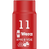 Wera VDE Zyklop-skraldenøgleindsats, 11mm, 3/8", Topnøgle Rød/Gul