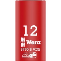 Wera VDE Zyklop-skraldenøgleindsats, 12mm, 3/8", Topnøgle Rød/Gul