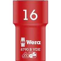 Wera VDE Zyklop-skraldenøgleindsats, 16mm, 3/8", Topnøgle Rød/Gul