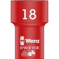 Wera VDE Zyklop-skraldenøgleindsats, 18mm, 3/8", Topnøgle Rød/Gul