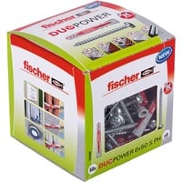 fischer DUOPOWER 6 x 50 S PH LD 50 stk 5 cm, Dyvel Lys grå/Rød, Autoklaveret gasbeton, Mursten, Beton, Gypsum fibre board, Murerarbejde, Gipsplade, Nylon, Grå, 6 mm, 5 cm, 6 mm