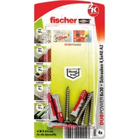 fischer DUOPOWER 6x30 S A2 K, Dyvel Lys grå/Rød