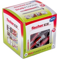 fischer Dübel DUOPOWER 8x65 S PH LD, Dyvel Lys grå/Rød