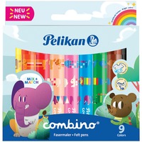 Pelikan Combino Super 411 filtpen Flerfarvet 9 stk 9 farver, Flerfarvet, Rund, Dreng/Pige, 9 stk, Hængende boks