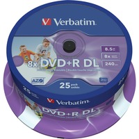 Verbatim 43667 tom DVD 8,5 GB DVD+R DL 25 stk, DVD tomme medier DVD+R DL, 120 mm, Printbar, Spindel, 25 stk, 8,5 GB