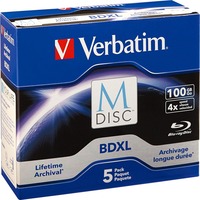 Verbatim BDXL 100GB 4X 5 stk, Blu-ray-diske 100 GB, BDXL, Smykkeskrin, 5 stk