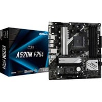 ASRock A520M Pro4 Stik AM4 micro ATX, Bundkort AMD, Stik AM4, 3rd Generation AMD Ryzen™ 3, 3rd Generation AMD Ryzen 5, 3rd Generation AMD Ryzen™ 7, 3rd..., DDR4-SDRAM, 64 GB, DIMM