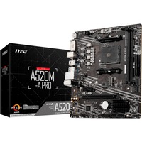 MSI A520M-A PRO bundkort AMD A520 Stik AM4 micro ATX AMD, Stik AM4, AMD Ryzen 3 3rd Gen, 3rd Generation AMD Ryzen 5, 3. generation AMD Ryzen 7, 3. generation AMD..., DDR4-SDRAM, 64 GB, DIMM