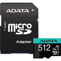 ADATA Premier Pro 512 GB MicroSDXC Klasse 10, Hukommelseskort 512 GB, MicroSDXC, Klasse 10, 100 MB/s, 80 MB/s, Class 3 (U3)